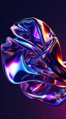 Wall Mural - 3d fluid abstract metallic holographic colored shape generated by ai