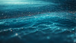 Abstract ocean blue technology background with a cyber network grid, connected particles, and artificial neurons, creating a serene and aquatic-inspired tech seascape.