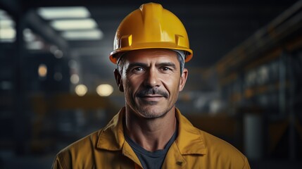 Poster - Portrait of Industry maintenance engineer man wearing uniform and safety hard hat 
