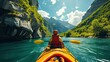 © Svfotoroom - An epic outdoor adventure kayaking. Adventure outdoors with an exciting scene showcasing adrenaline-pumping activities like rock climbing, hiking or kayaking.
