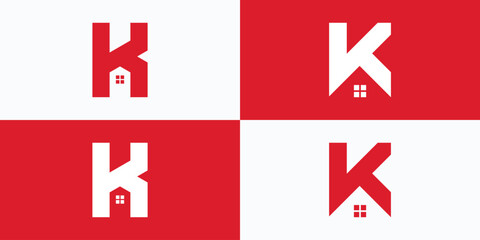 Wall Mural - Collection of vector logo designs for the letter K in the shape of a house.