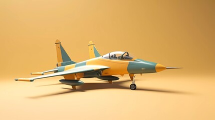 3d illustration of fighter plane isolated on minimalist background. generative ai