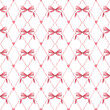 © lunata - Hand drawn watercolor pink bows and hearts. Seamless pattern. Valentines design for romantic invitations design, coquette core, girls decor