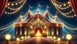 Fototapeta  - a vibrant circus tent at night