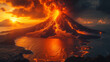 真っ赤な炎を噴出する火山