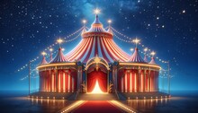 A Vibrant Circus Tent At Night