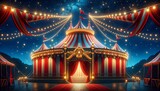 Fototapeta  - a vibrant circus tent at night