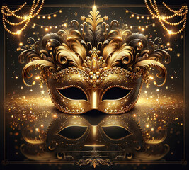 Wall Mural - a luxurious golden masquerade mask