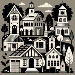 Wall Mural - houses in the city