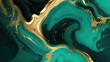 Majestic Green Teal and golden gilded marble background