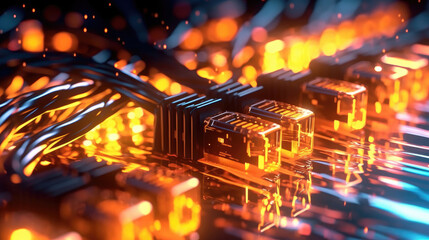 Close-up photo of Data cable transfers background information