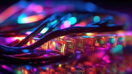 Close-up photo of Data cable transfers background information