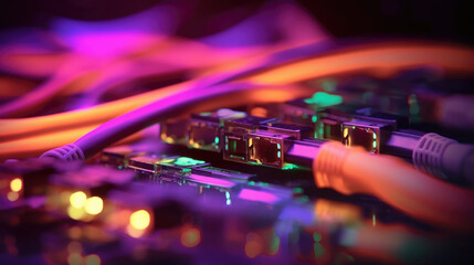 Close-up photo of Data cable transfers background information