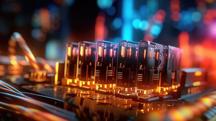 Close-up photo of Data cable transfers background information