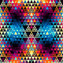 Aufkleber - Colorful Aztec Fabric, Wallpaper and Home Decor. Abstract seamless tileable pattern. Triangles aztec background. Vector image.