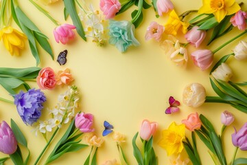 Poster - A variety of vibrant flowers arranged neatly on a table, creating a colorful display.