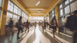 © redflower - Blurred photo of middle school students walking between classes at busy school