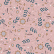 © Светлана Карапетян - Seamless vector pattern with abstract, whimsical, dry flowers. Surface floral design, small plants, flower, leaves, twig