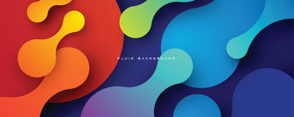 Poster - blue and orange gradient dynamic fluid background design vector