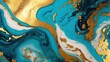 Majestic Yellow Teal and golden gilded marble background