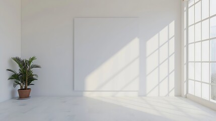 Poster - Generative AI : empty white room with blank canvas poster mockup