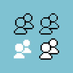 Poster - Pixel art outline sets icon of people variation color. People profile icon on pixelated style. 8bits perfect for game asset or design asset element for your game design. Simple pixel art icon asset.