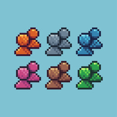 Poster - Pixel art sets icon of people 
icon variation color. People profile icon on pixelated style. 8bits perfect for game asset or design asset element for your game design. Simple pixel art icon asset.