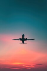 plane in the dusk sky