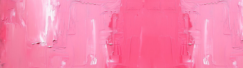 Aufkleber - Closeup of abstract rough colorful pink art painting texture background banner long panorama wallpaper, with oil or acrylic brushstroke, pallet knife paint on canvas.