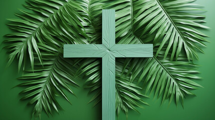 Palm Sunday conceptual green background.