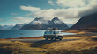 Camper van on the road in Iceland .