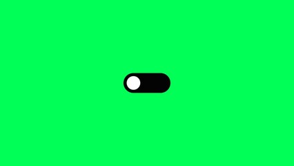 Animation in motion graphics of switch turn on off button. Settings switch power toggle. Slide turn on and off animated with black and green screen.