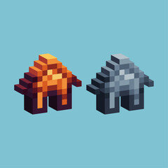 Poster - Isometric Pixel art 3d of house home icon for items asset.House icon on pixelated style.8bits perfect for game asset or design asset element for your game design asset.
