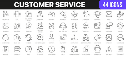 Wall Mural - Customer service line icons collection. UI icon set in a flat design. Excellent signed icon collection. Thin outline icons pack. Vector illustration EPS10