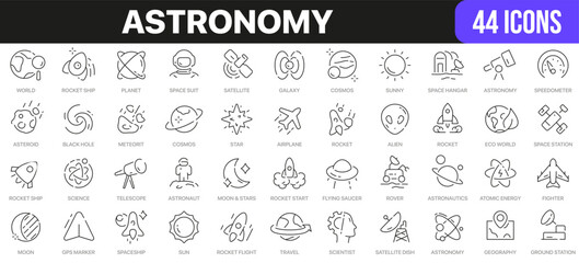 Wall Mural - Astronomy line icons collection. UI icon set in a flat design. Excellent signed icon collection. Thin outline icons pack. Vector illustration EPS10
