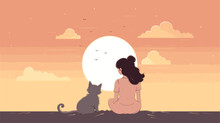 Heartwarming Vector Art Background Featuring Adorable And Cuddly Pets In Playful And Endearing Scenes  Capturing The Essence Of Companionship And Joy. Simple Minimalist Illustration Creative