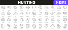 Hunting Line Icons Collection. UI Icon Set In A Flat Design. Excellent Signed Icon Collection. Thin Outline Icons Pack. Vector Illustration EPS10