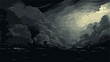 Moody vector scene with stormy clouds and turbulent seas  reflecting the tumultuous nature of emotions  conveying inner turmoil through dark and expressive elements. simple minimalist illustration