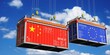 © PX Media - Shipping containers with flags of China and European Union - 3D illustration