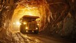 © mariiaplo - Underground mining scene, haul truck driving, illuminated walls