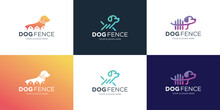 Set Of Creative Dog Logos Combine With Fence Concept Design Template Inspiration.