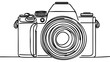 © artisttop - One single line drawing of old retro analog slr camera with telephoto lens.