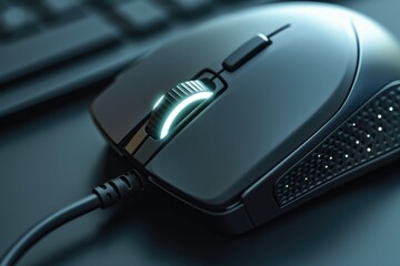 Aufkleber - Computer mouse on a desk. Suitable for technology and office-related projects