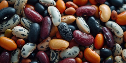 Aufkleber - A pile of assorted beans stacked on top of each other. Can be used for culinary, nutrition, or agriculture concepts