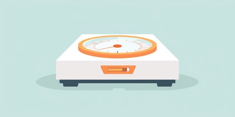 Poster - A scale with a clock on top, a perfect image to represent time management and balance. Ideal for business, health, or fitness-related projects