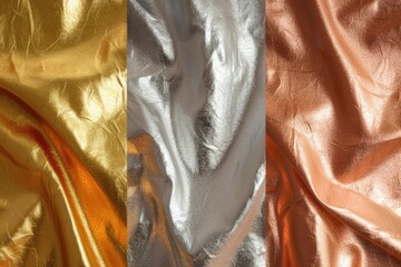 Poster - A detailed close-up view of a fabric in gold and silver colors. Suitable for various design projects