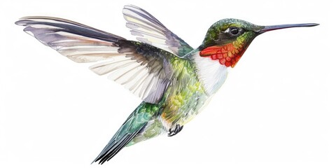 Poster - A beautiful watercolor painting capturing the graceful movement of a hummingbird in flight. Perfect for nature enthusiasts and art lovers alike