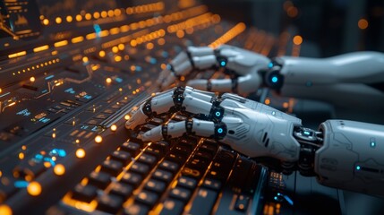 Poster - Smart robot AI technology is used to assist and support work for chatbots, chat ai, generating images, writing code, and data analysis using a website or software technology.