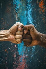 Aufkleber - Two hands are shown in a close-up, tightly clasped together. This image can be used to depict unity, support, friendship, love, or partnership. Ideal for various projects and designs