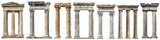 Fototapeta  - Classic antique marble column set. white doric column. ancient greek pillar. isolated on white background or transparent background